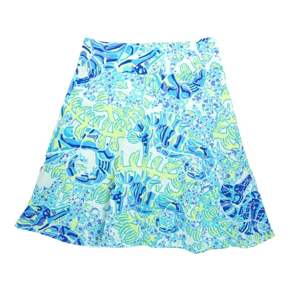 Barbara Gerwit Vintage Size‎ Small Mini Skirt Jersey Knit Blue Floral Print